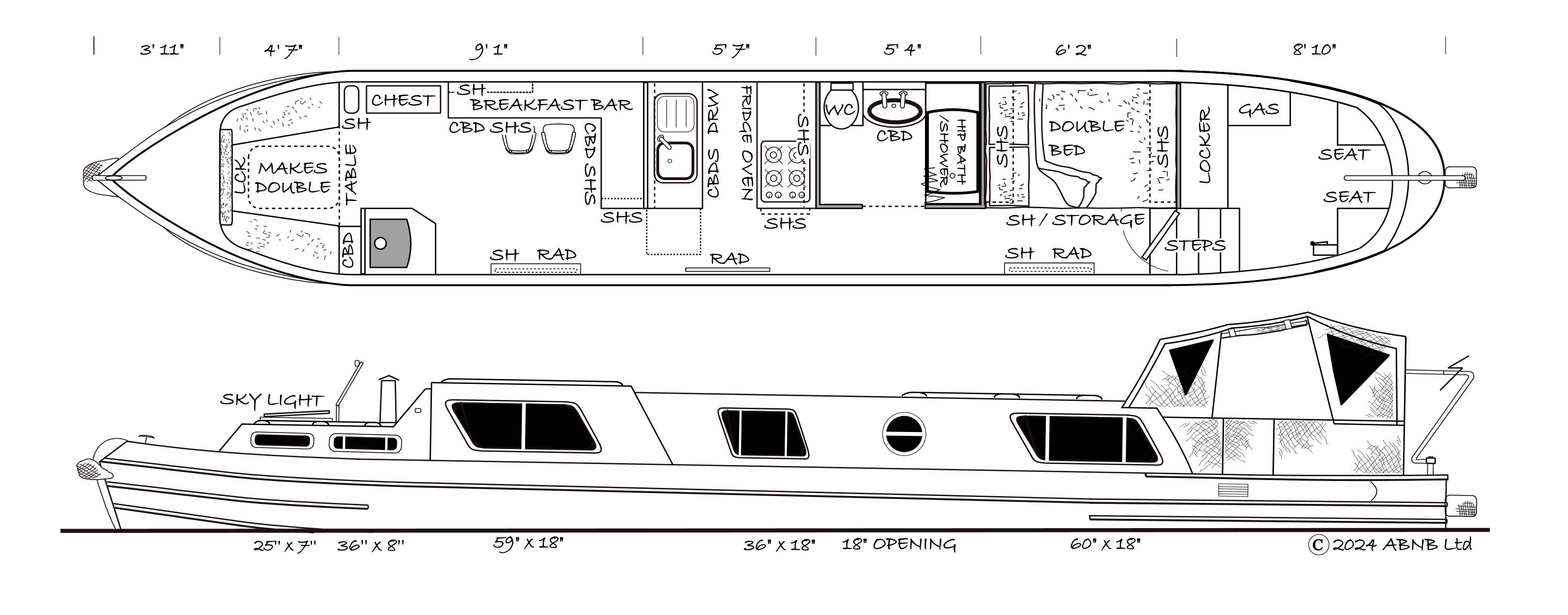 EL EMO II boat drawing