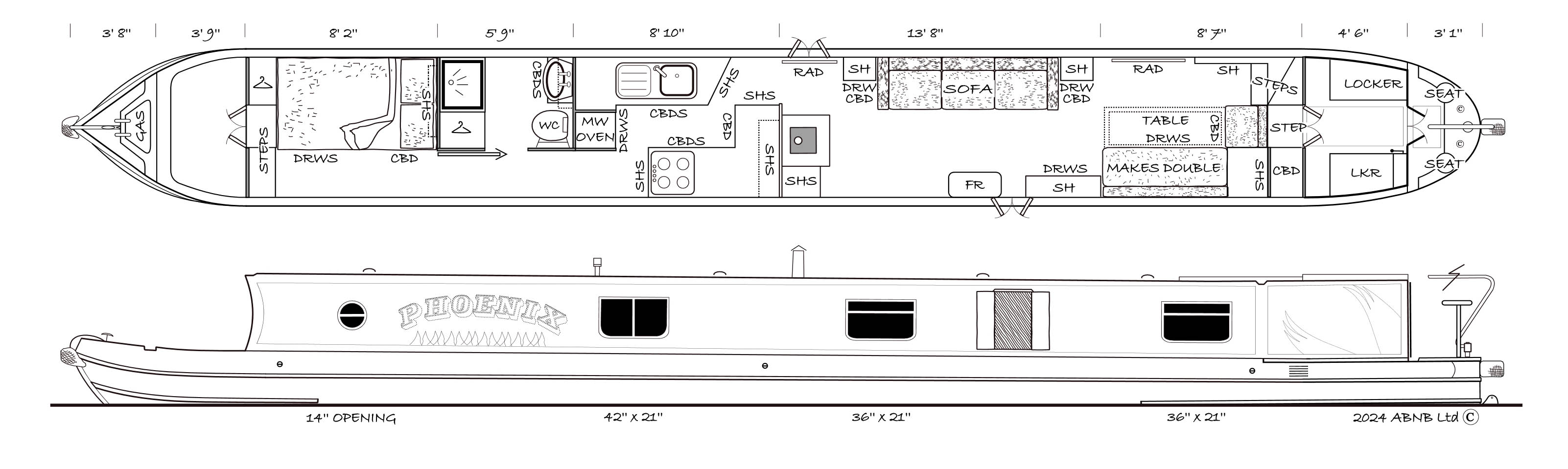 PHOENIX boat drawing