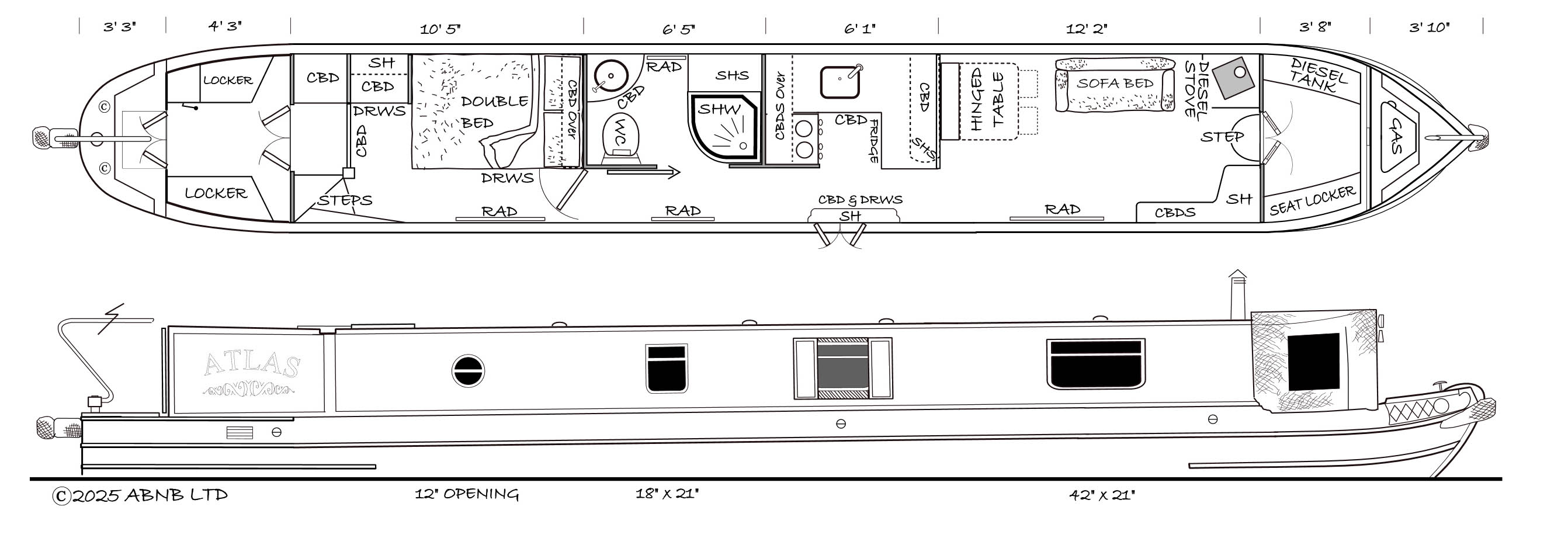ATLAS boat drawing