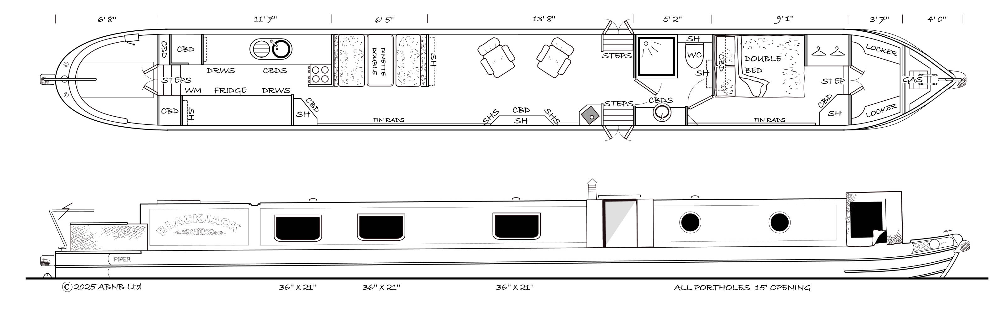 BLACKJACK boat drawing