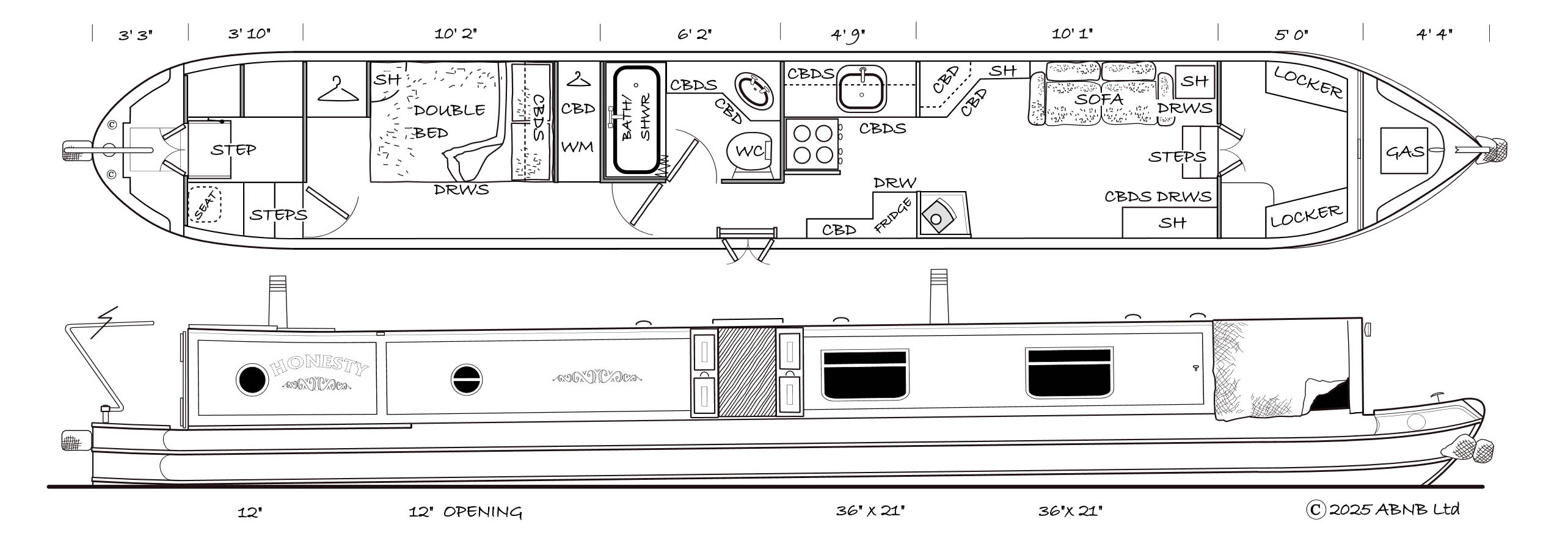 HONESTY boat drawing