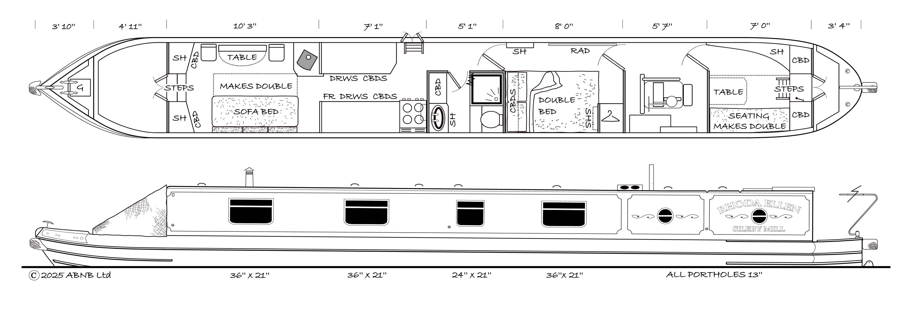 RHODA ELLEN boat drawing