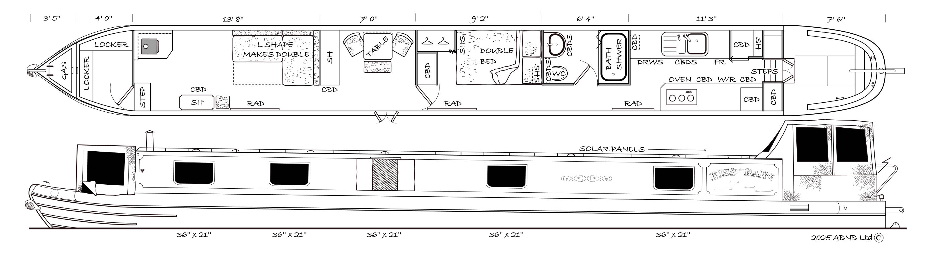 KISS THE RAIN boat drawing