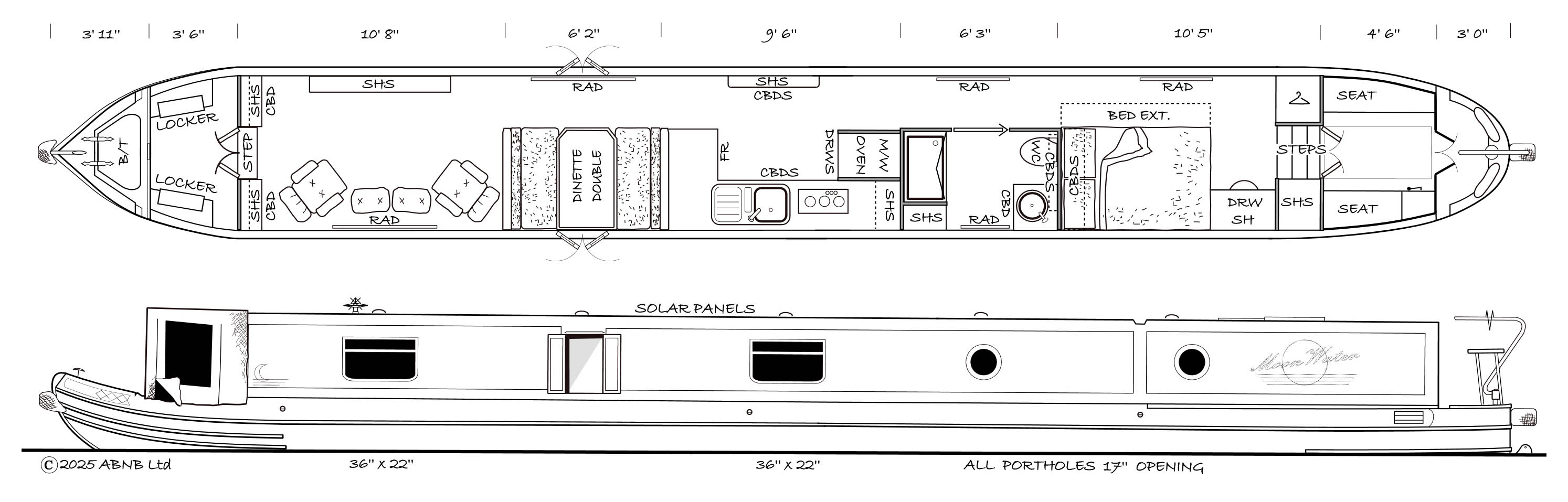 MOONWATER boat drawing