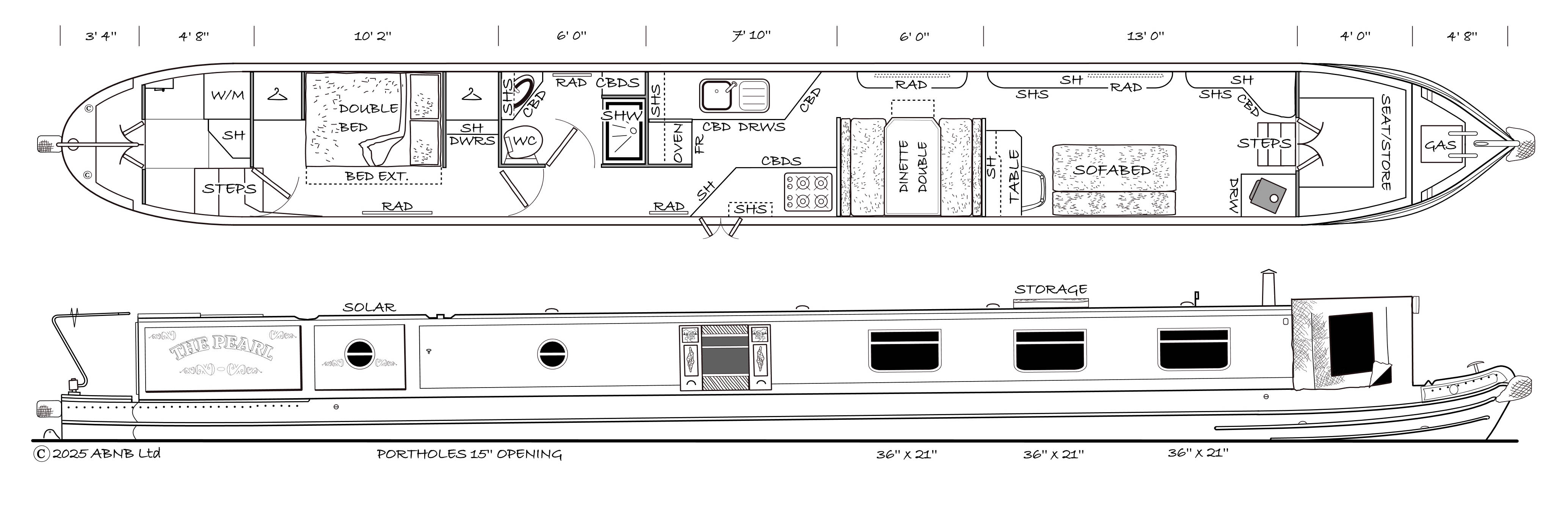 THE PEARL boat drawing