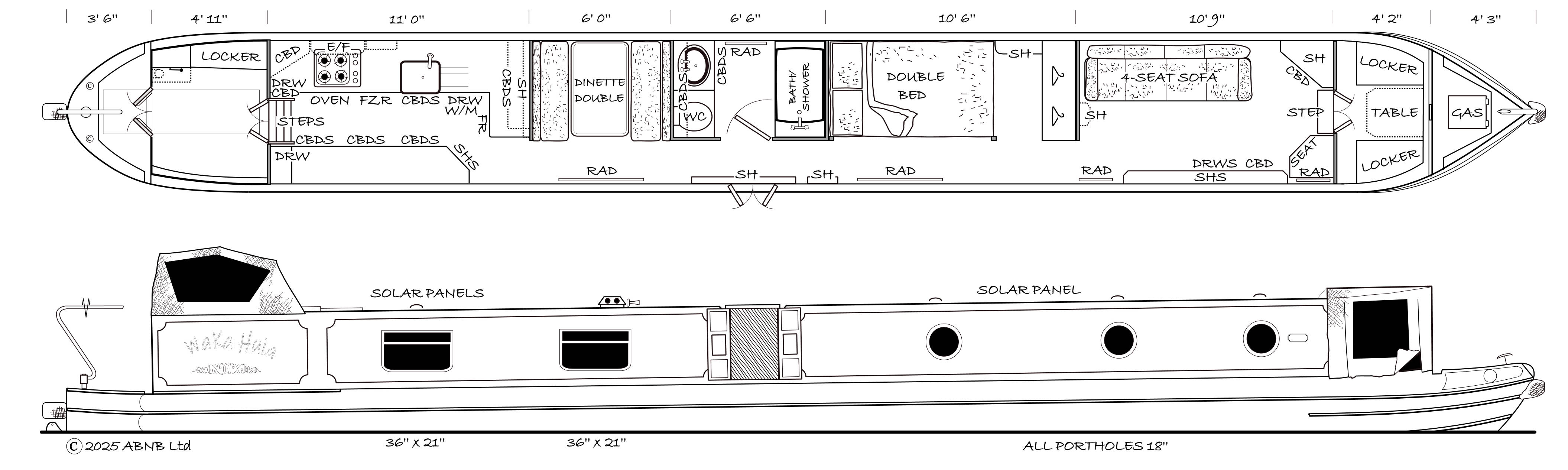 WAKA HUIA boat drawing