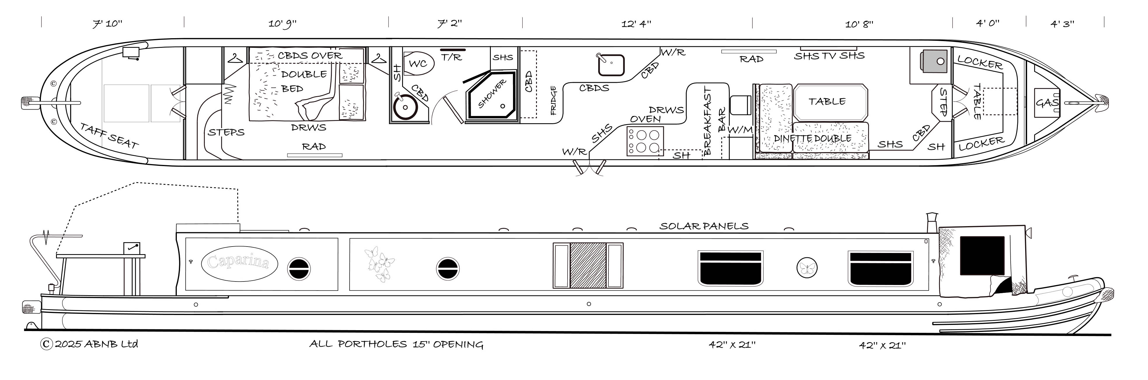 CAPARINA boat drawing