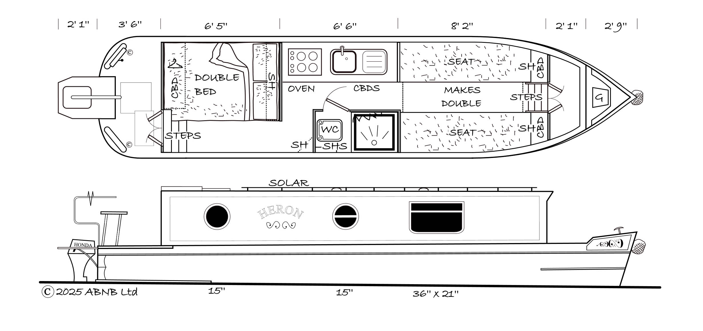 HERON boat drawing