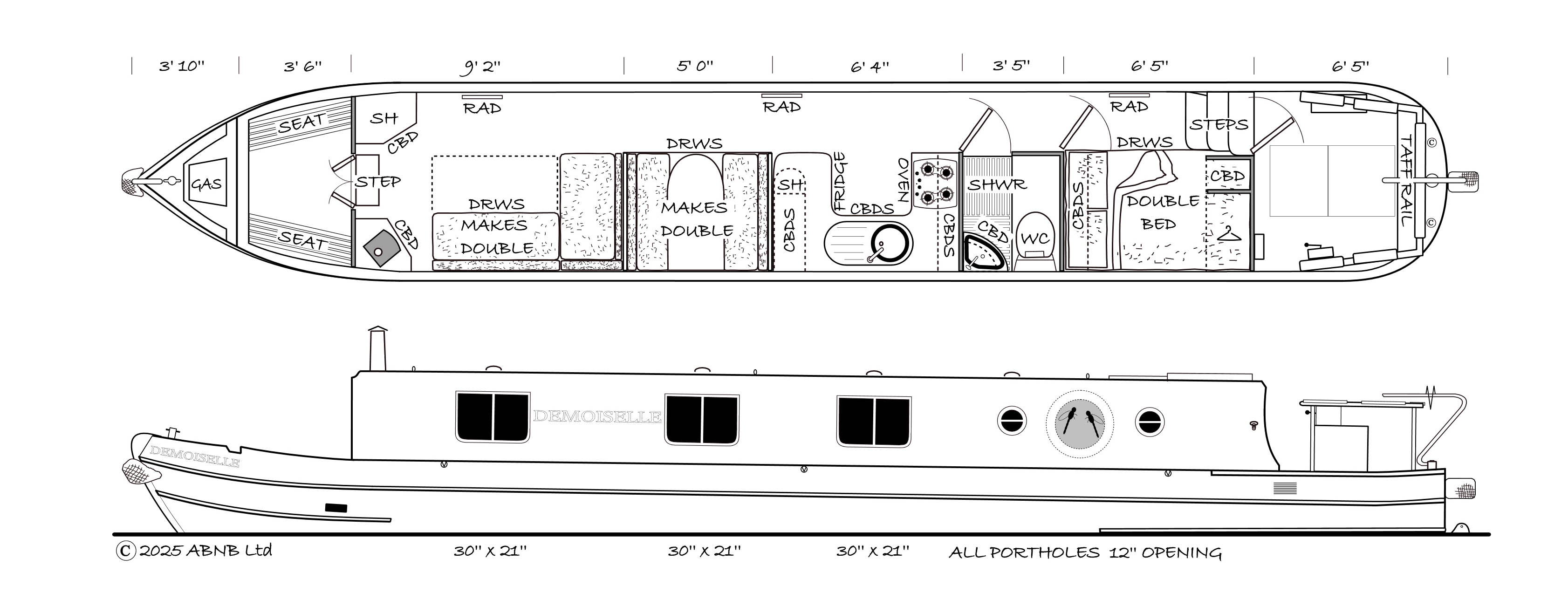 DEMOISELLE boat drawing