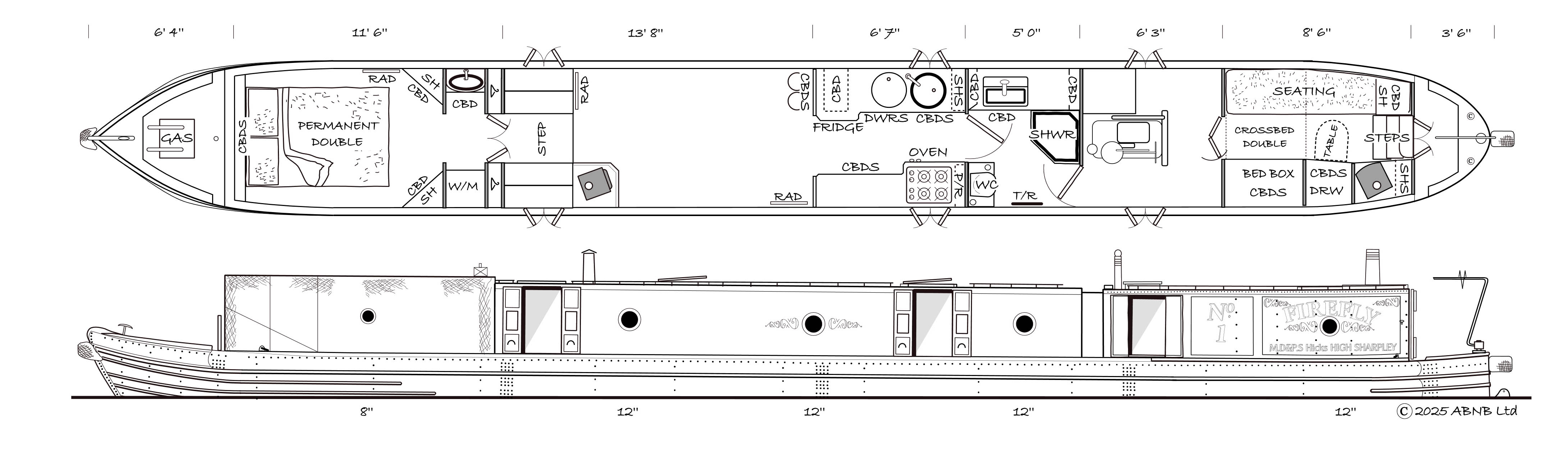 FIREFLY boat drawing