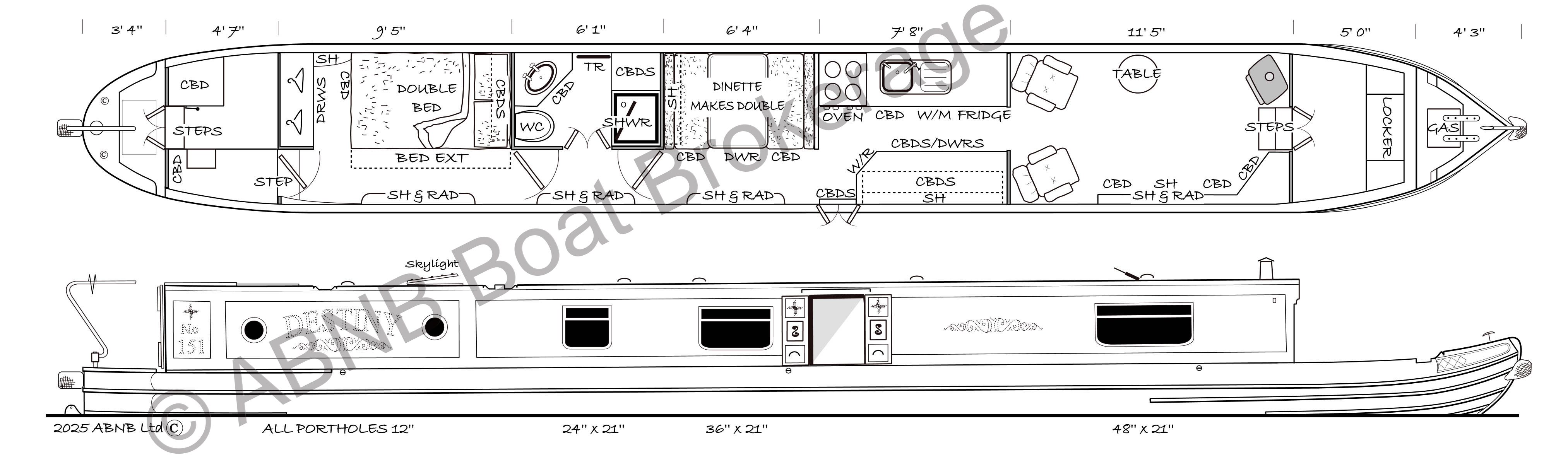 DESTINY boat drawing
