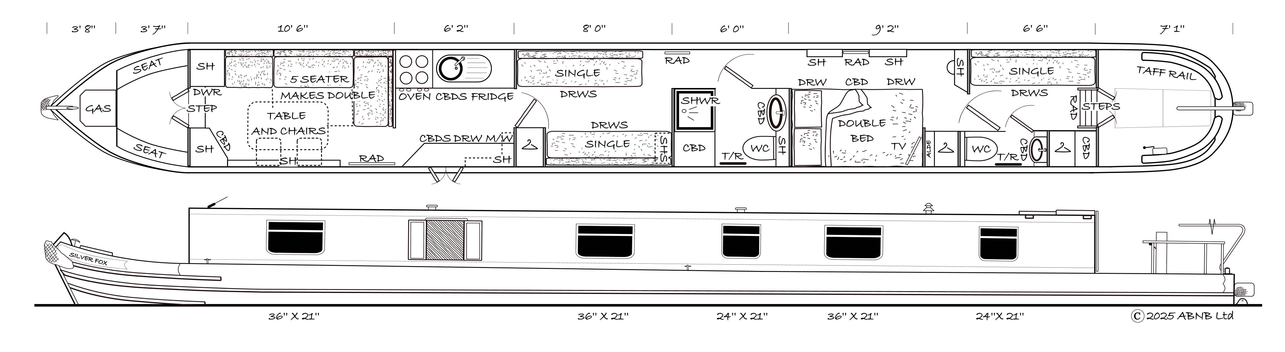 SILVER FOX boat drawing