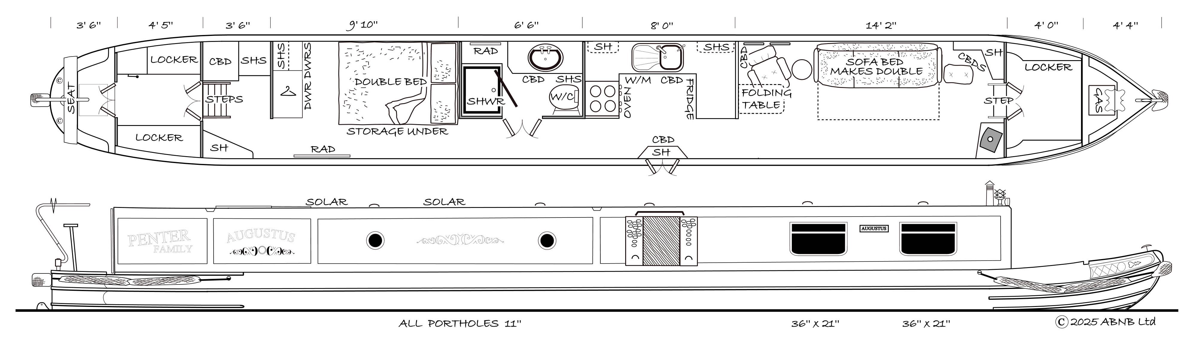 AUGUSTUS boat drawing