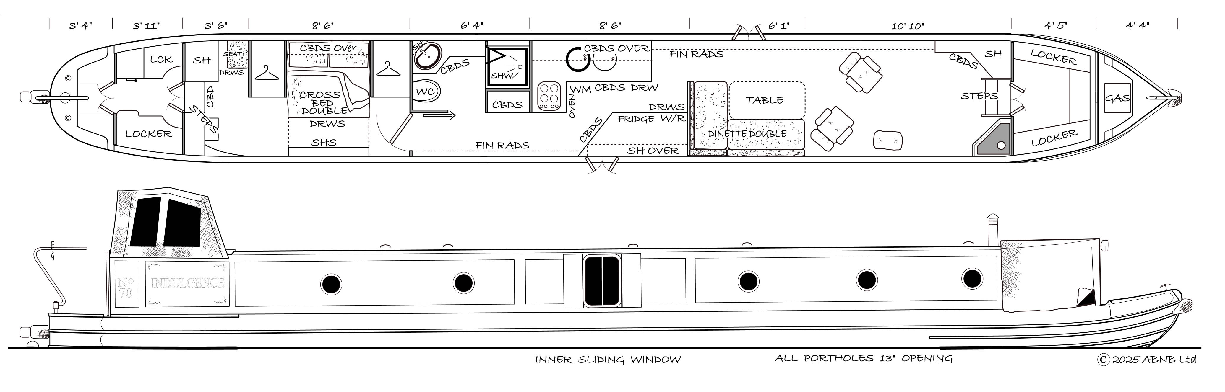 INDULGENCE boat drawing