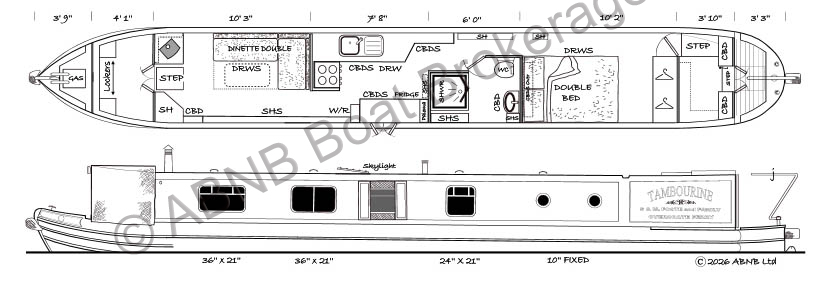 TAMBOURINE boat drawing