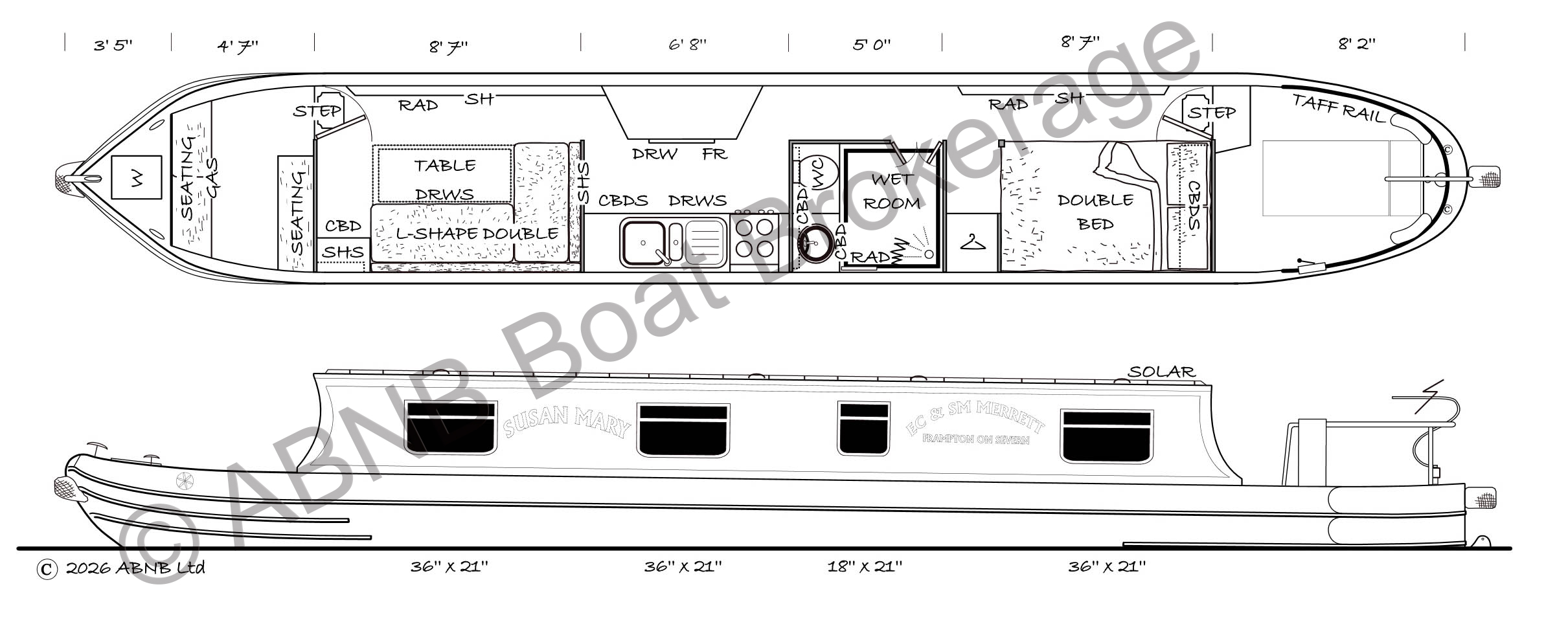 SUSAN MARY boat drawing