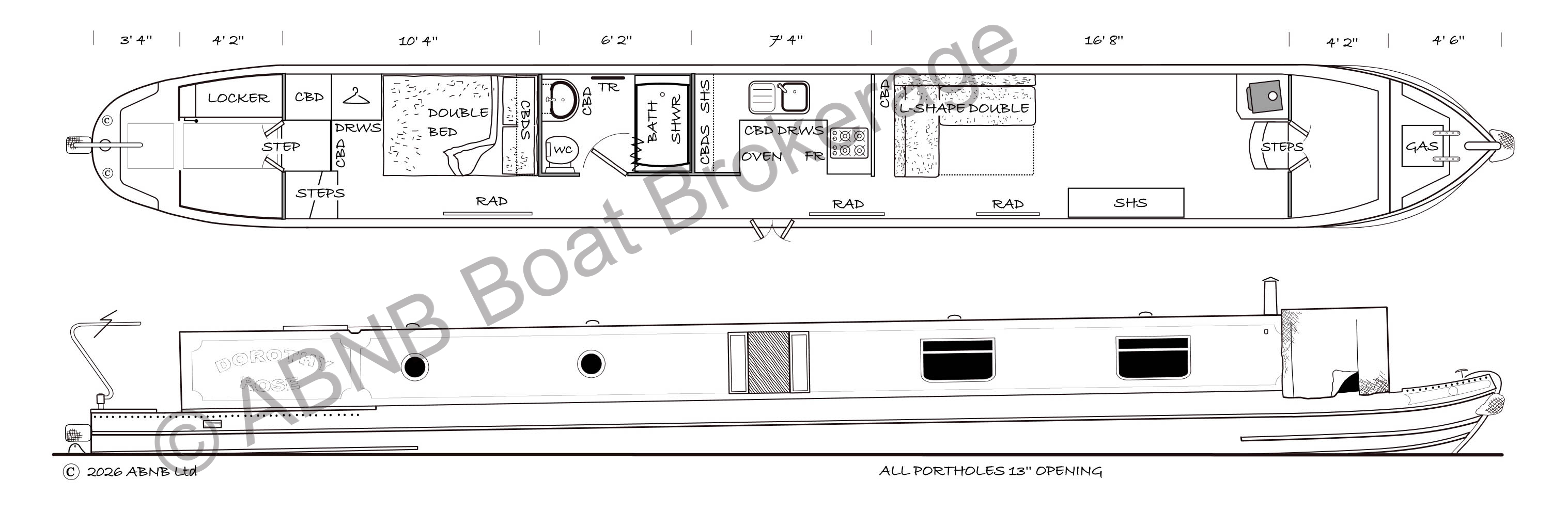 DOROTHY ROSE boat drawing