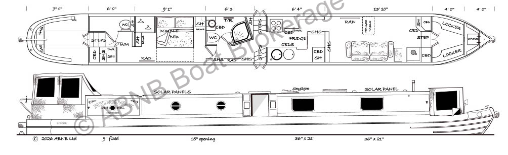 HYDEAWAY boat drawing