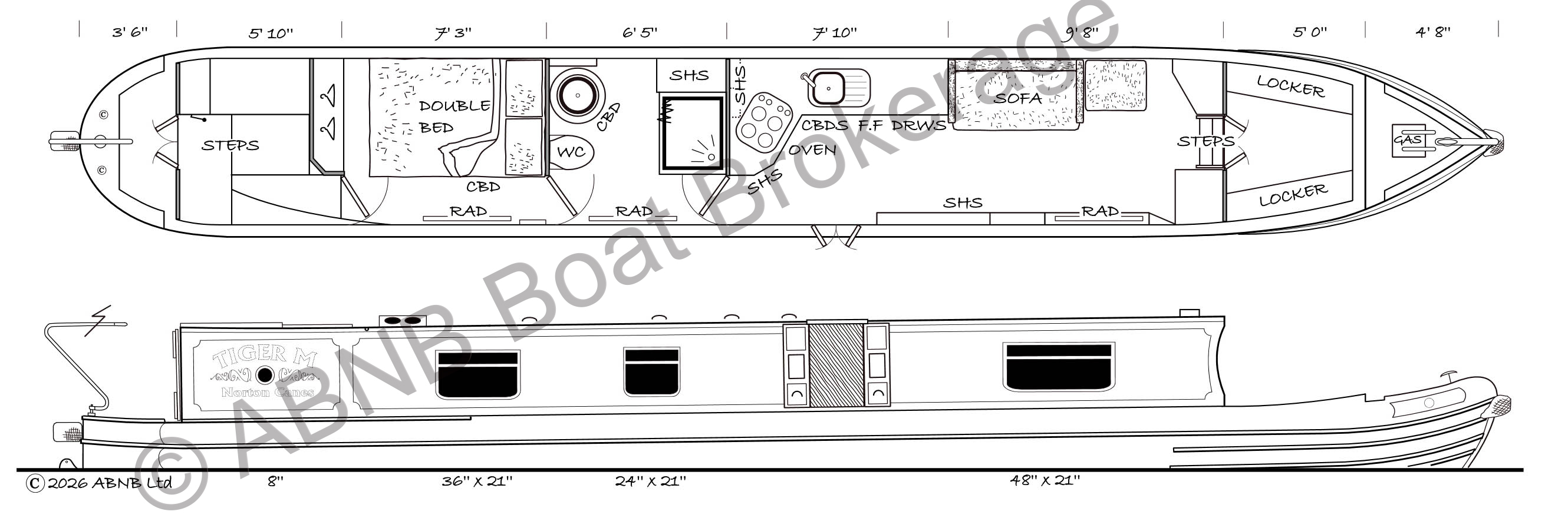 TIGER M boat drawing