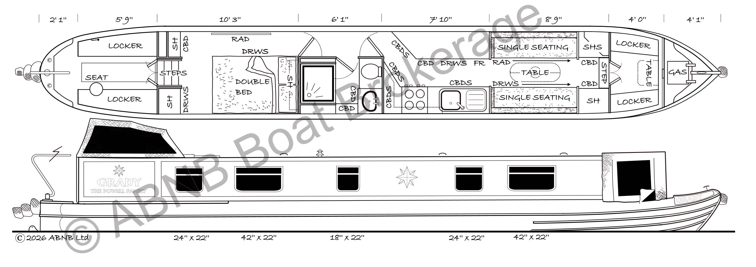 GRADY boat drawing