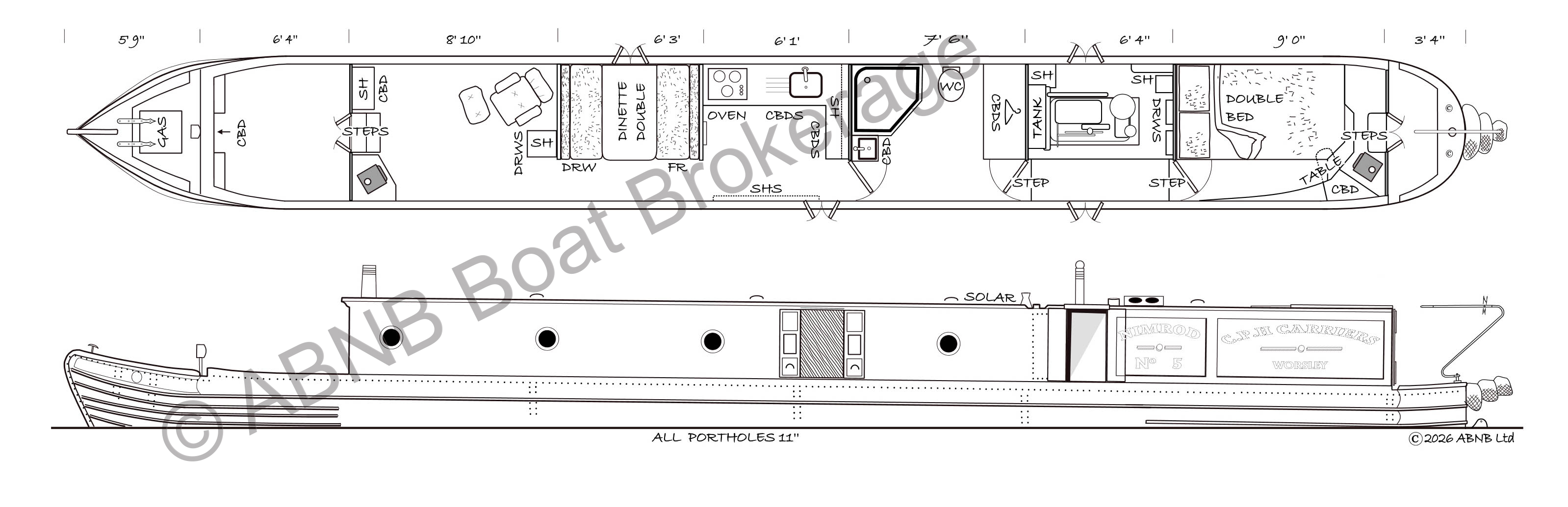 NIMROD boat drawing