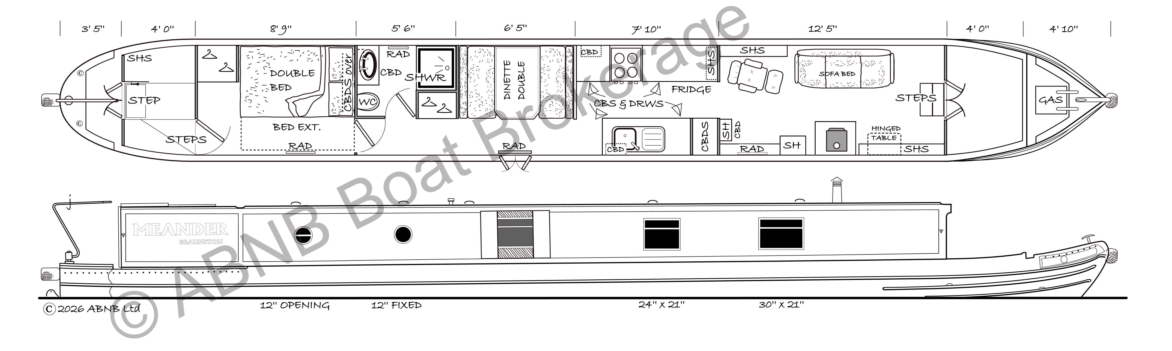 MEANDER boat drawing