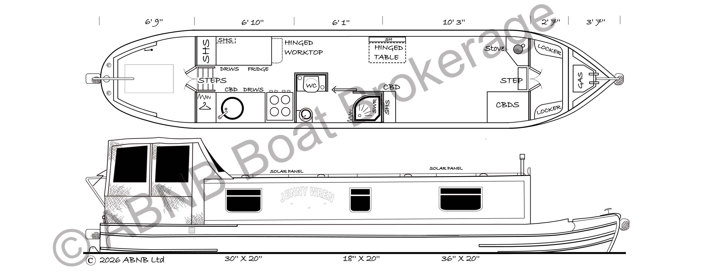 JENNY WREN III boat drawing