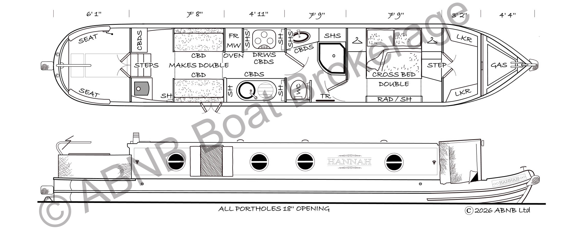 HANNAH boat drawing