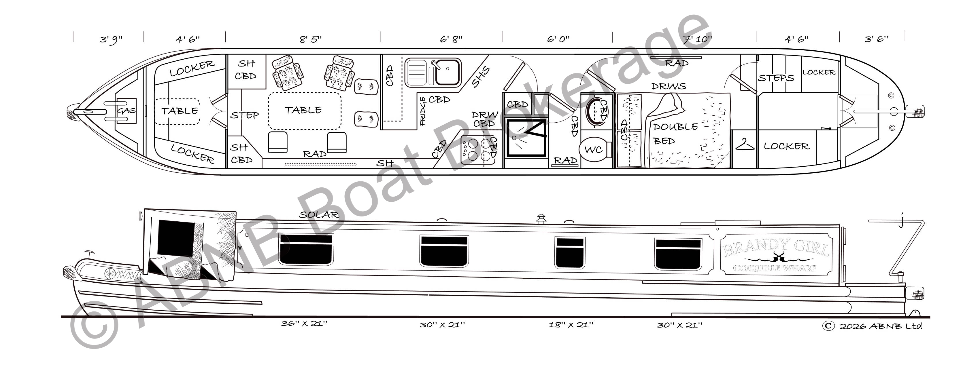 BRANDY GIRL boat drawing