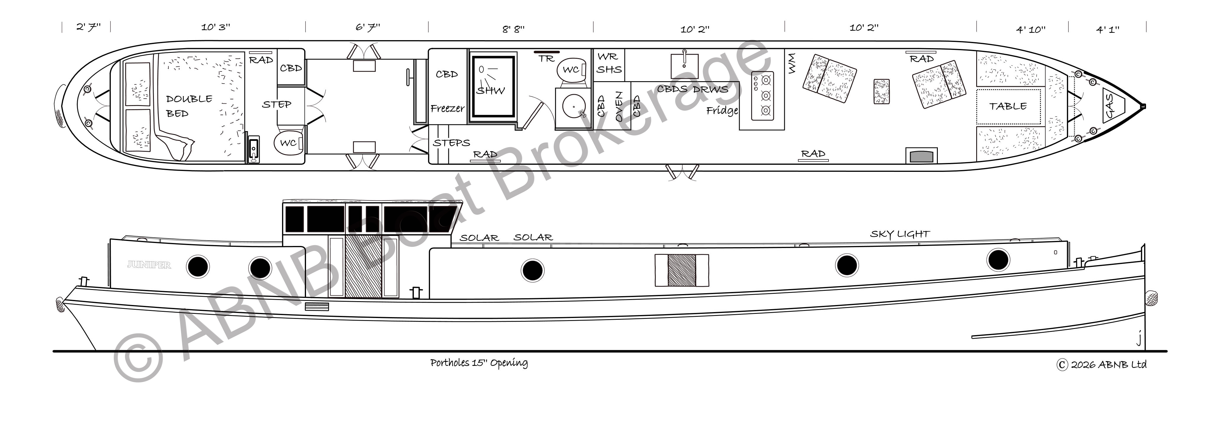 JUNIPER boat drawing